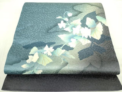 平和屋着物●京の匠日展作家 丹下雄介 太鼓柄袋帯 草花 金彩 やまと誂製 正絹 逸品 DABB7818op