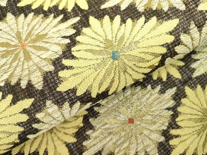 平和屋着物▽六通柄袋帯 スリーシーズン 春夏秋 唐織 菊菱文 金糸 正絹 逸品 DABB7829op