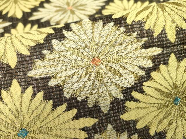 平和屋着物▽六通柄袋帯 スリーシーズン 春夏秋 唐織 菊菱文 金糸 正絹 逸品 DABB7829op