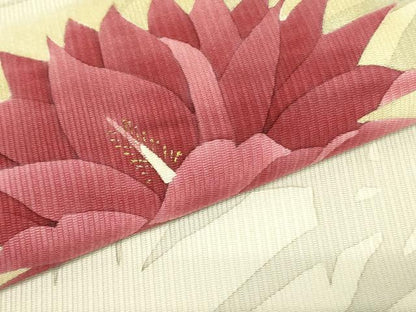平和屋着物●九寸名古屋帯　作家物　草花　ろうけつ染め　金彩　正絹　逸品　DABB7844op