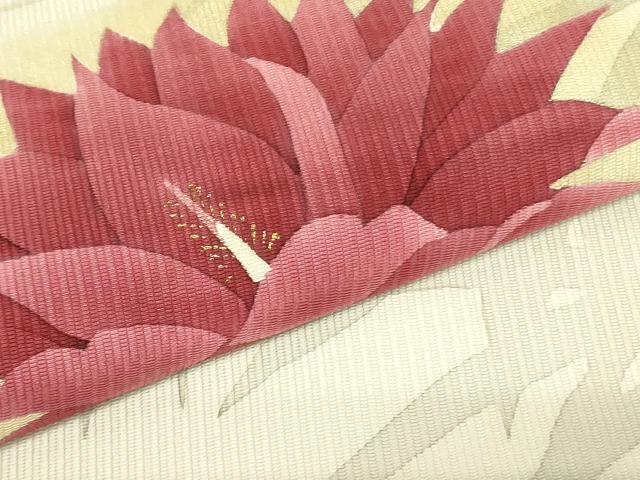 平和屋着物●九寸名古屋帯　作家物　草花　ろうけつ染め　金彩　正絹　逸品　DABB7844op