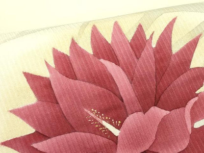 平和屋着物●九寸名古屋帯　作家物　草花　ろうけつ染め　金彩　正絹　逸品　DABB7844op