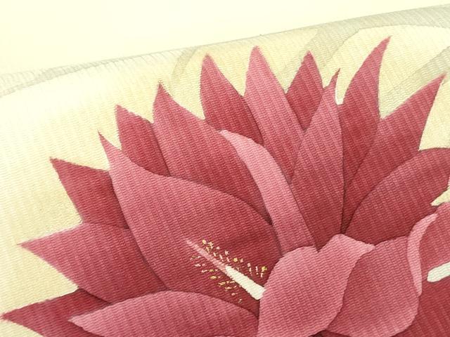 平和屋着物●九寸名古屋帯　作家物　草花　ろうけつ染め　金彩　正絹　逸品　DABB7844op