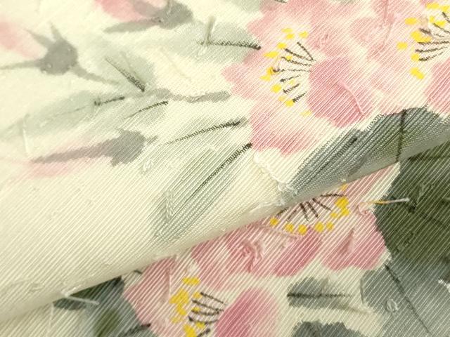 平和屋着物●九寸名古屋帯　作家物　手描き　髭紬　草花　正絹　逸品　DABB7866op