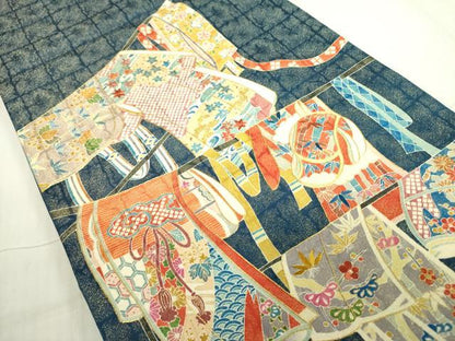 平和屋着物●太鼓柄袋帯　作家物　刺繍　誰が袖花文　金彩　金通し地　正絹　逸品　未使用　DABB7875op