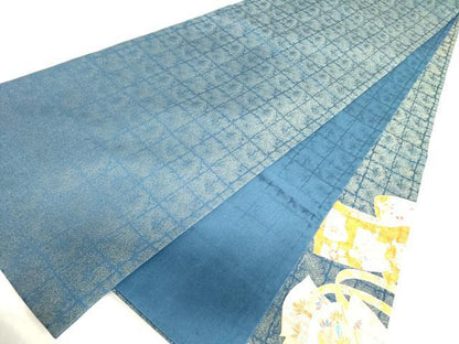 平和屋着物●太鼓柄袋帯　作家物　刺繍　誰が袖花文　金彩　金通し地　正絹　逸品　未使用　DABB7875op