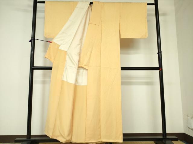 平和屋着物■上質な色無地 流水地紋 卵色 正絹 逸品 DABB7901op
