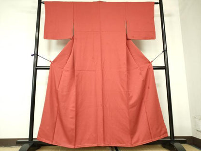 平和屋着物■上質な色無地　亀甲笹地紋　紅海老茶色　正絹　逸品　DABB7915op