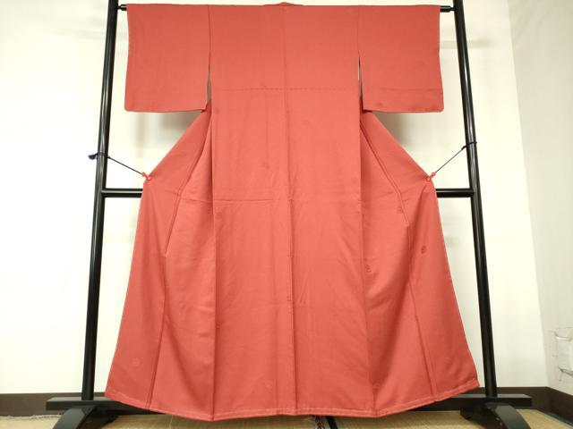平和屋着物■上質な色無地　亀甲笹地紋　紅海老茶色　正絹　逸品　DABB7915op