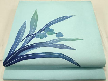 平和屋着物●塩瀬　九寸開き名古屋帯　作家物　草花　ろうけつ染め　逸品　DABB7985op