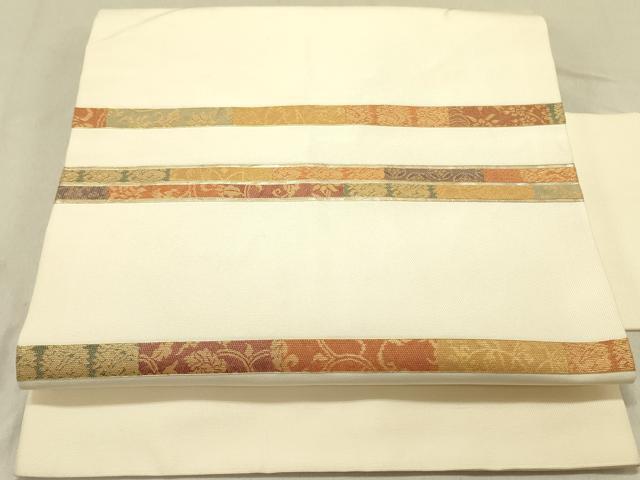 平和屋着物●九寸名古屋帯　螺鈿箔　横段花文　金糸　正絹　逸品　DABB7990op