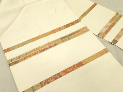 平和屋着物●九寸名古屋帯　螺鈿箔　横段花文　金糸　正絹　逸品　DABB7990op