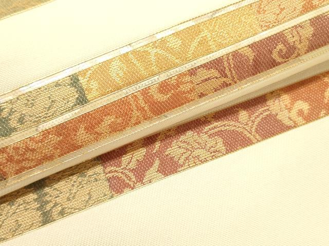 平和屋着物●九寸名古屋帯　螺鈿箔　横段花文　金糸　正絹　逸品　DABB7990op