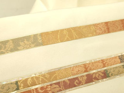 平和屋着物●九寸名古屋帯　螺鈿箔　横段花文　金糸　正絹　逸品　DABB7990op