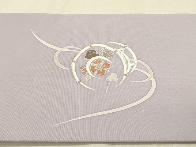 平和屋着物●塩瀬　九寸名古屋帯　花鼓文　金彩　正絹　逸品　DABB7991op