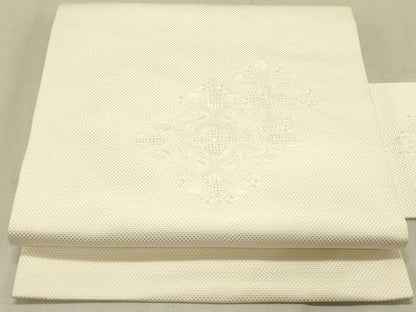 平和屋着物●中国三大刺繍　スワトウ刺繍　汕頭刺繍　総刺繍　九寸名古屋帯　花菱文　正絹　逸品　DABB7996op