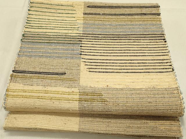 平和屋着物●八寸名古屋帯　紬地　ぜんまい紬　変わり横段文　正絹　逸品　DABB7997op