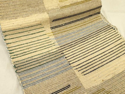平和屋着物●八寸名古屋帯　紬地　ぜんまい紬　変わり横段文　正絹　逸品　DABB7997op
