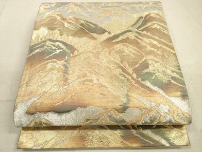 平和屋着物◎六通柄袋帯 遠山風景文 金銀糸 正絹 逸品 DABB8004xg