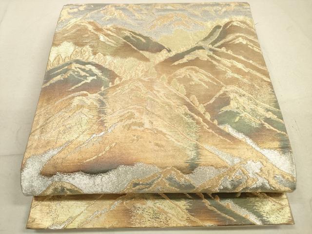 平和屋着物◎六通柄袋帯 遠山風景文 金銀糸 正絹 逸品 DABB8004xg