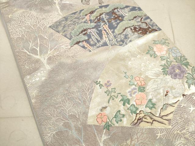 平和屋着物◎六通柄袋帯 九百錦 錦描林波文 金銀糸 正絹 逸品 DABB8012xg