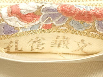 平和屋着物◎六通柄袋帯 唐織 九百錦 孔雀華文 金糸 正絹 逸品 DABB8131xg