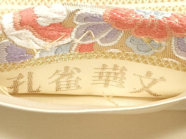平和屋着物◎六通柄袋帯 唐織 九百錦 孔雀華文 金糸 正絹 逸品 DABB8131xg