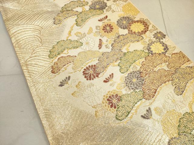 平和屋着物◎六通柄袋帯 立波花松文 金銀糸 正絹 逸品 DABB8146xg