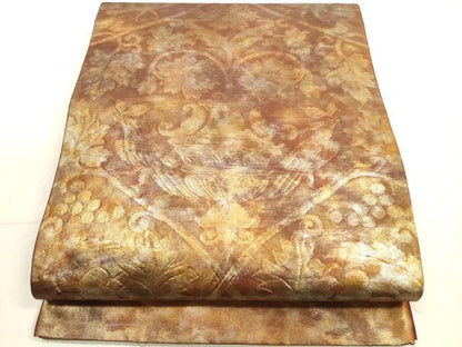 平和屋着物◎西陣 六通柄袋帯 葡萄蔦の葉文 鳥 引箔 正絹 逸品 DABB8232xg