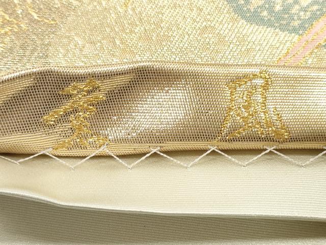 平和屋着物◎六通柄袋帯　唐織　流水露芝文　薫風　金糸　正絹　逸品　DABB8239xg