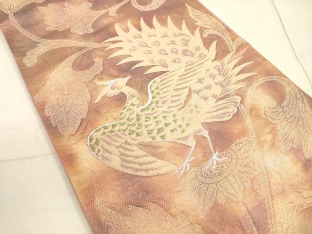 平和屋着物◎西陣 六通柄袋帯 更紗花鳥文 金銀糸 正絹 逸品 DABB8247xg