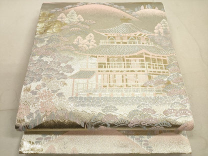 平和屋着物◎六通柄袋帯 唐織 王朝錦 純銀乃彩 金銀糸 正絹 逸品 DABB8255xg