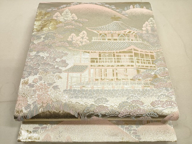 平和屋着物◎六通柄袋帯 唐織 王朝錦 純銀乃彩 金銀糸 正絹 逸品 DABB8255xg