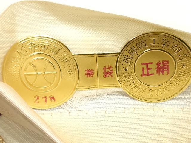 平和屋着物◎西陣 互興織物謹製 六通柄袋帯 唐織 能衣おしどり文 金糸 正絹 逸品 DABB8265xg