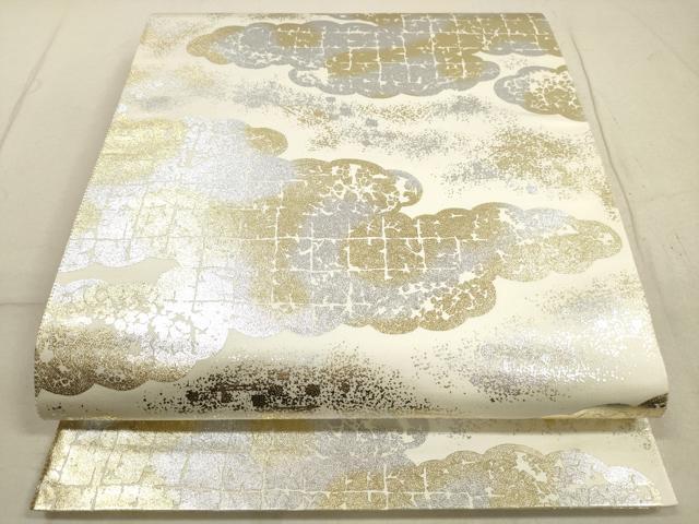 平和屋着物◎六通柄袋帯　雲取り文　金銀彩　正絹　逸品　DABB8315xg