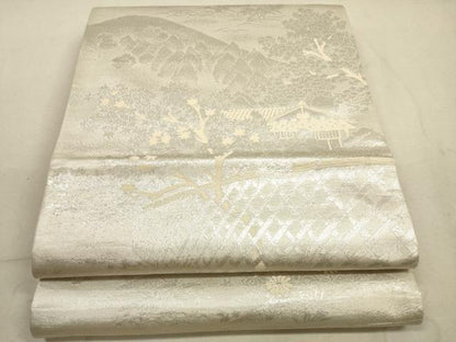 平和屋着物◎六通柄袋帯　京洛百景　光悦寺　銀糸　正絹　逸品　DABB8330xg