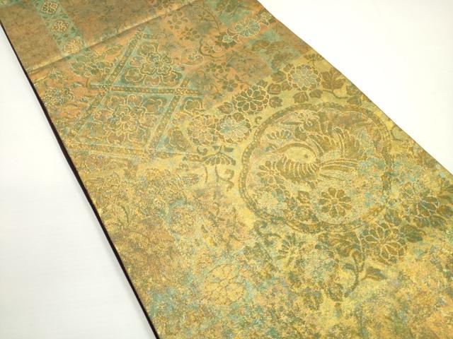 平和屋着物◎六通柄袋帯　正倉院花鳥文　金糸　引箔　正絹　逸品　DABB8380xg