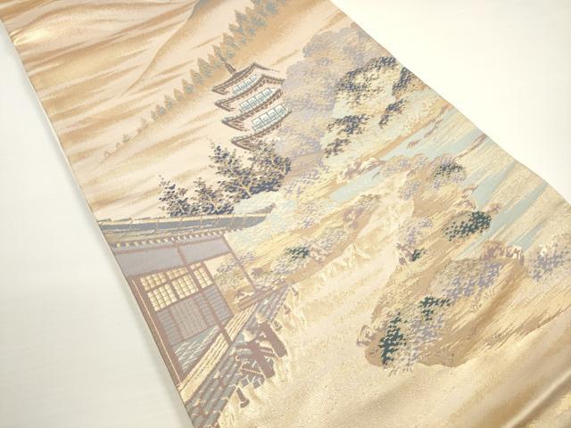 平和屋着物◎六通柄袋帯　名勝百景　醍醐三宝院　金糸　正絹　逸品　DABB8386xg
