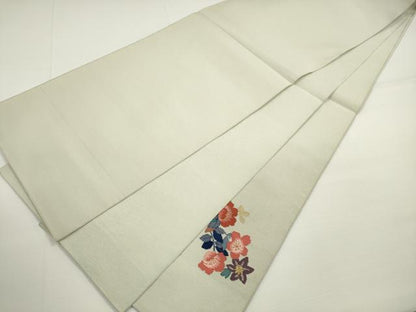 平和屋着物◎太鼓柄袋帯　刺繍　草花文　金銀糸　正絹　逸品　DABB8388xg
