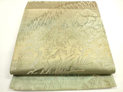 平和屋着物◎六通柄袋帯　樹林文　金糸　正絹　逸品　DABB8404xg