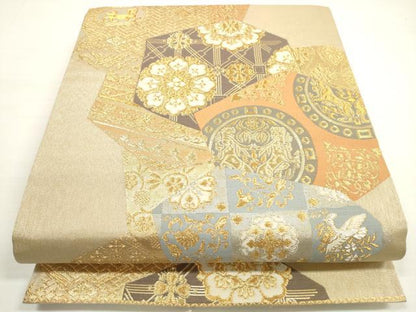 平和屋着物◎六通柄袋帯　唐織　正倉院裂取重文　正倉院画譜　金銀糸　正絹　逸品　DABB8484xg