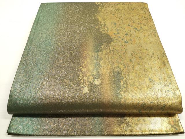 平和屋着物◎六通柄袋帯　霞文　引箔　正絹　逸品　DABB8490xg