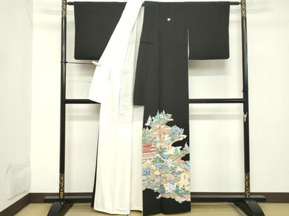 平和屋着物■豪華黒留袖 作家物 風景松文 正絹 逸品 DABB8567cd