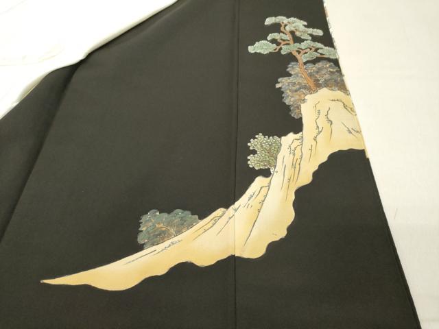 平和屋着物■豪華黒留袖　人物風景文　暈し染め　金彩　正絹　逸品　DABB8574cd