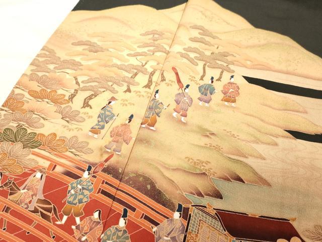 平和屋着物■豪華黒留袖　人物風景文　金銀彩　正絹　逸品　DABB8605cd