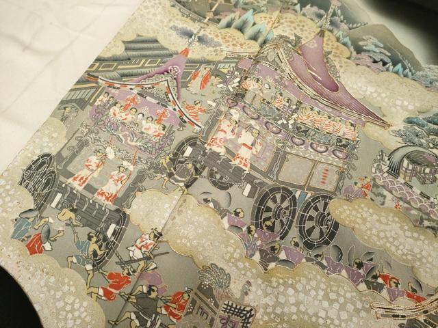 平和屋着物■豪華黒留袖 駒刺繍 人物風景文 祇園祭 暈し染め 金銀彩 正絹 逸品 DABB8621cd