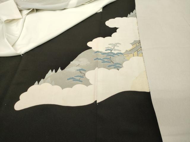 平和屋着物■豪華黒留袖 駒刺繍 人物風景文 祇園祭 暈し染め 金銀彩 正絹 逸品 DABB8621cd