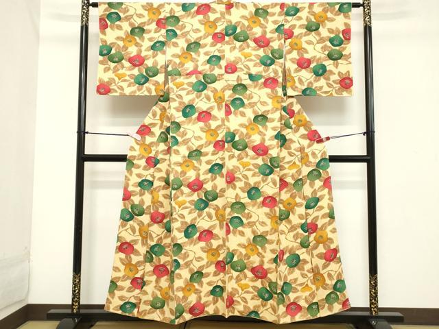 平和屋着物■上質な小紋 枝椿 正絹 逸品 DABB8627cd
