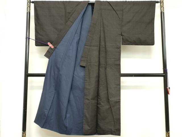 平和屋着物■男性　紬　格子　正絹　逸品　DABB8643cd