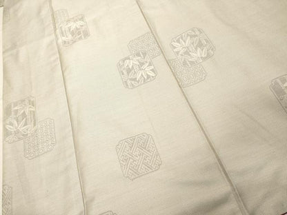 平和屋着物■上質なお召　色紙笹竹文　正絹　逸品　DABB8667cd